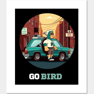 Go bird Philadelphia eagles football player graphic design cartoon style beautiful artwork Posters and Art